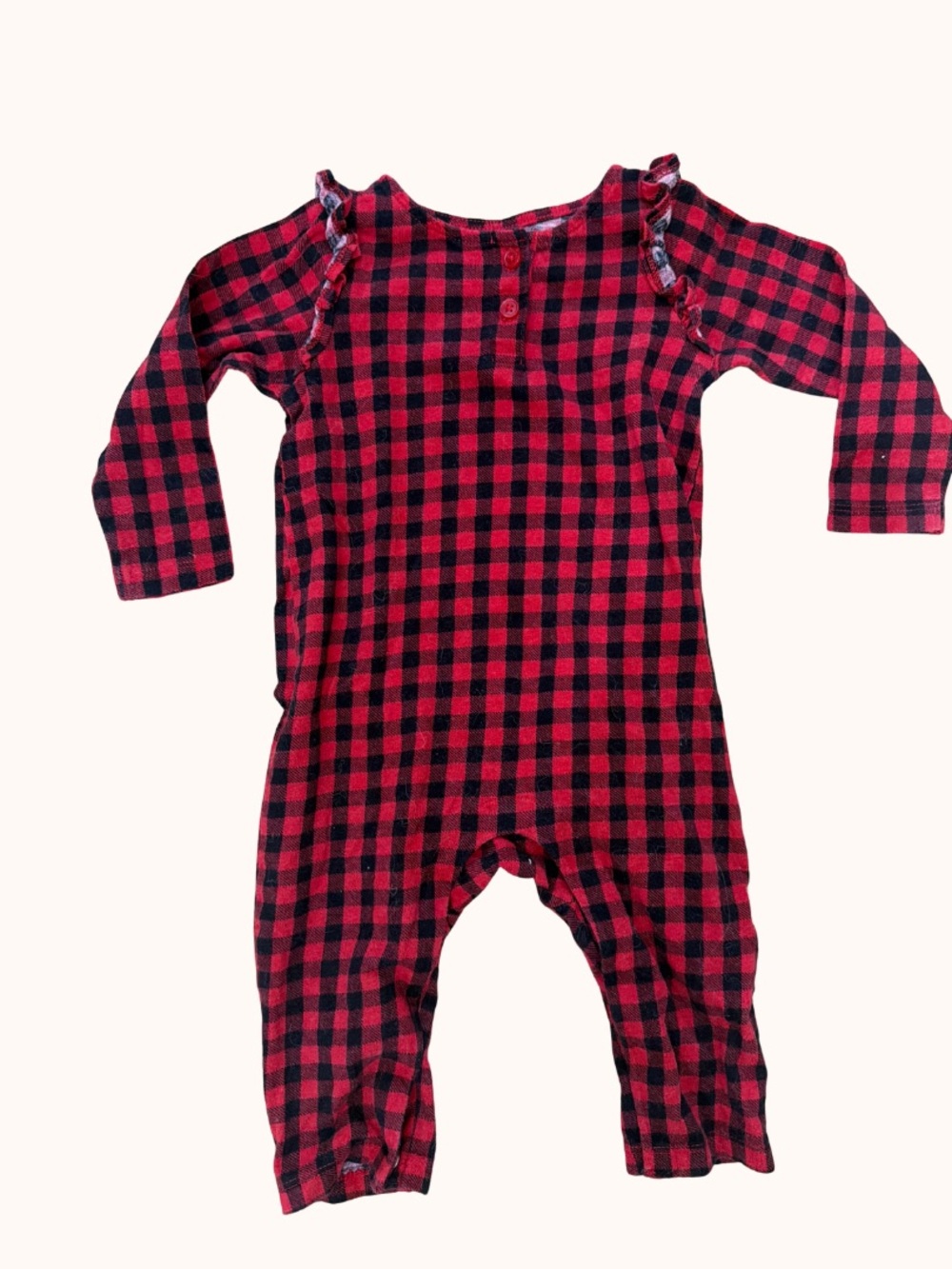 Old Navy Red and Black Plaid Baby One-Piece